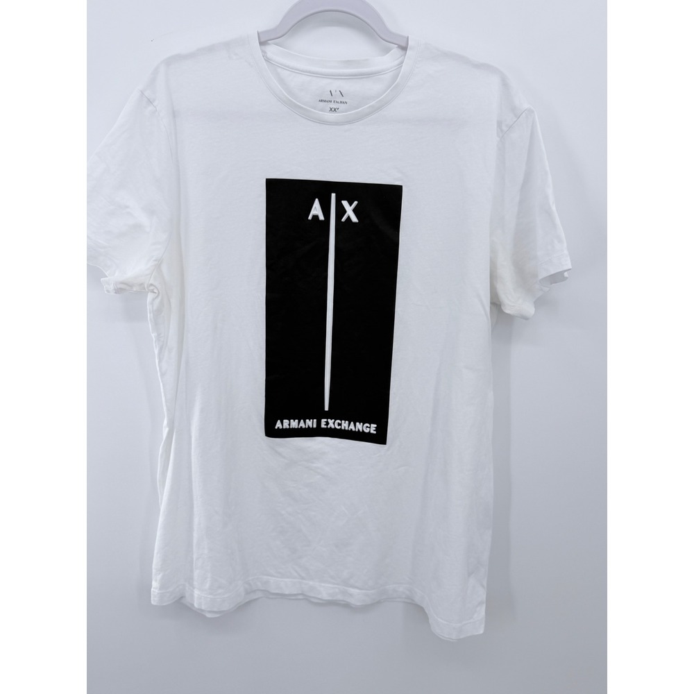 Armani Exchange T-Shirt Mens XXL White Graphic Logo Short Sleeve 3LZTBS ZJBVZ